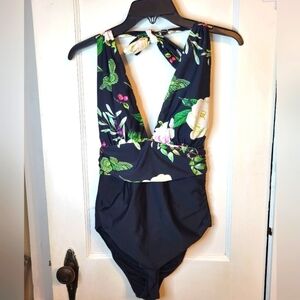 Cupshe Med halter top floral Deep plunge swim